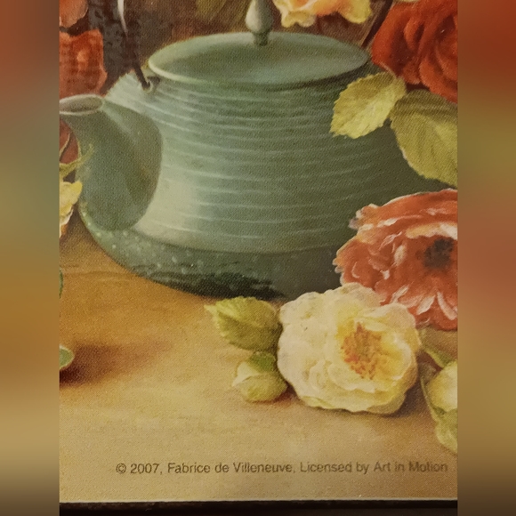 5 cork Backed Coasters artist Fabrice De Villeneuve Teapots Teacups floral - Picture 4 of 6